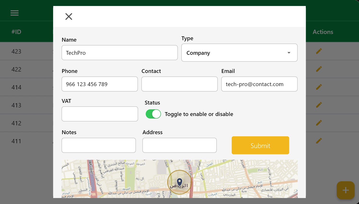 Add customer form