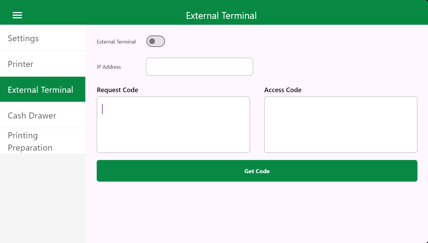 External terminal settings