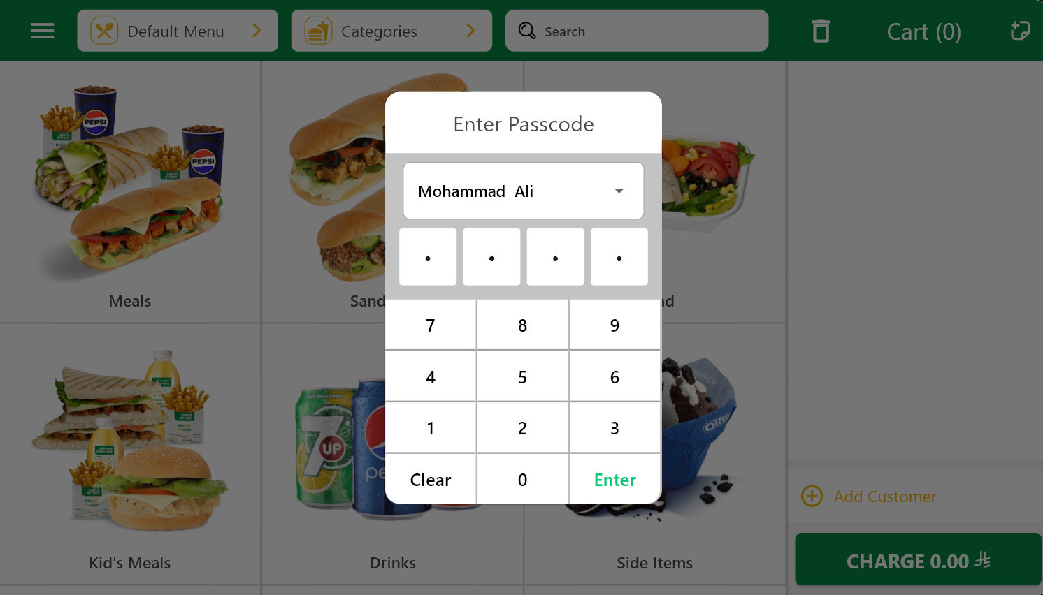 Employee passcode login overlay