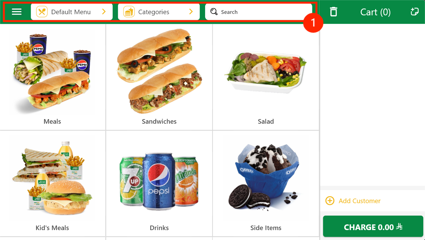 Cloud POS top bar