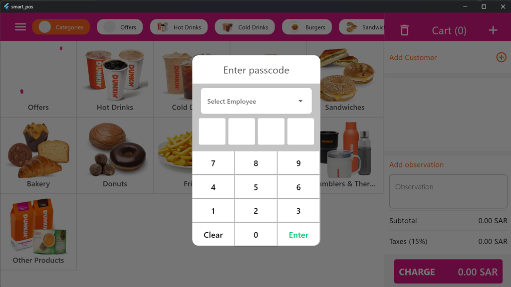 POS app sign in screen