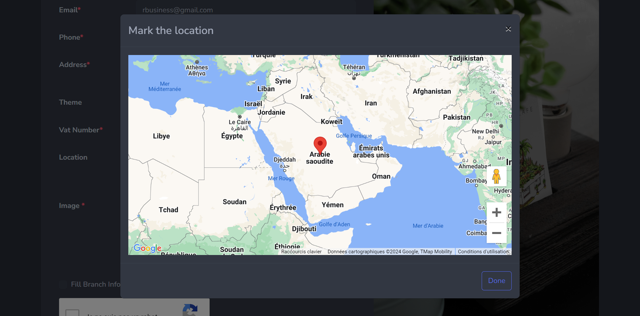 Location map popup during registration