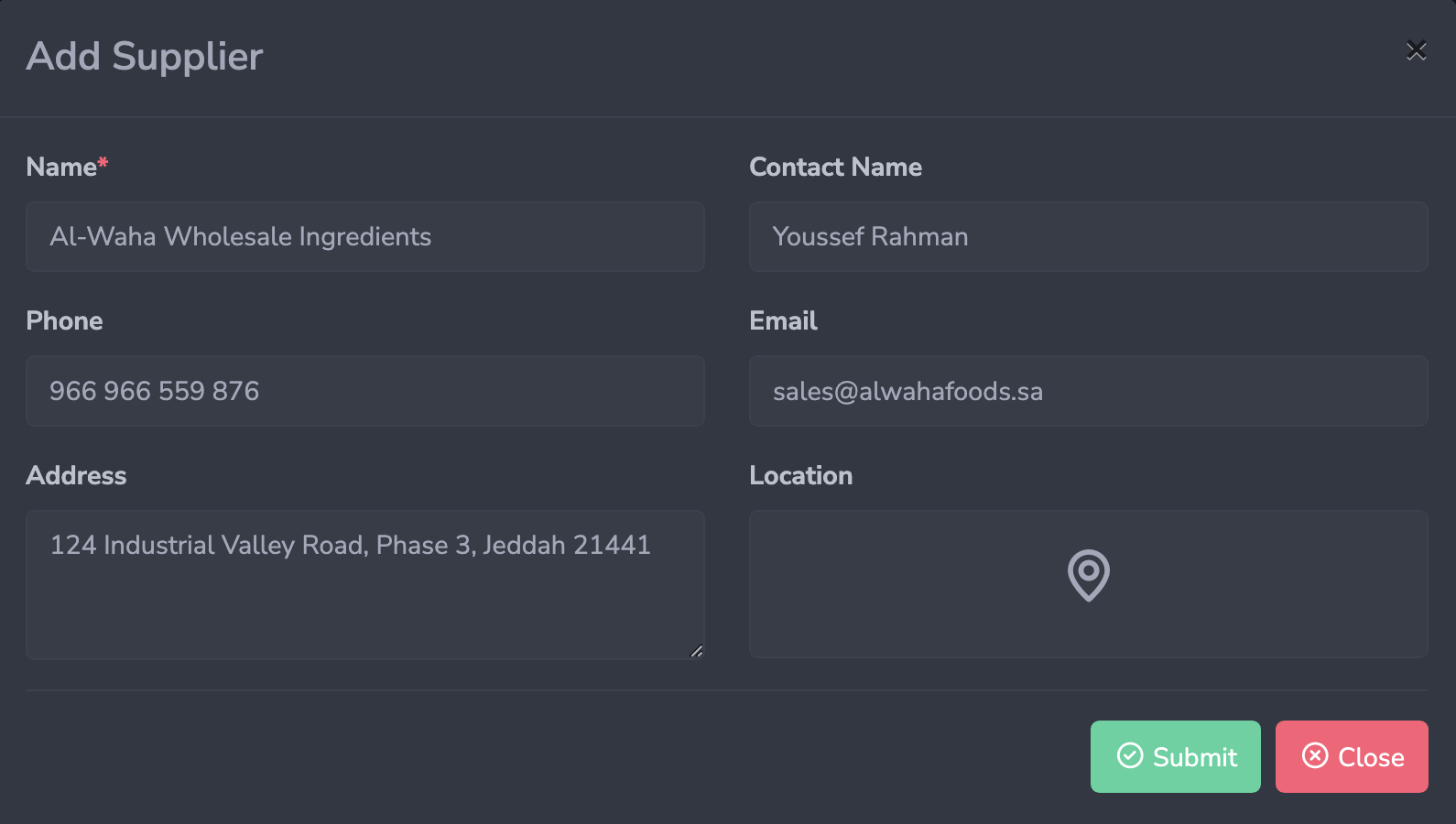Create supplier