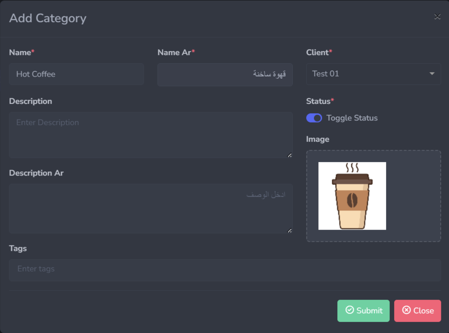 Add category form