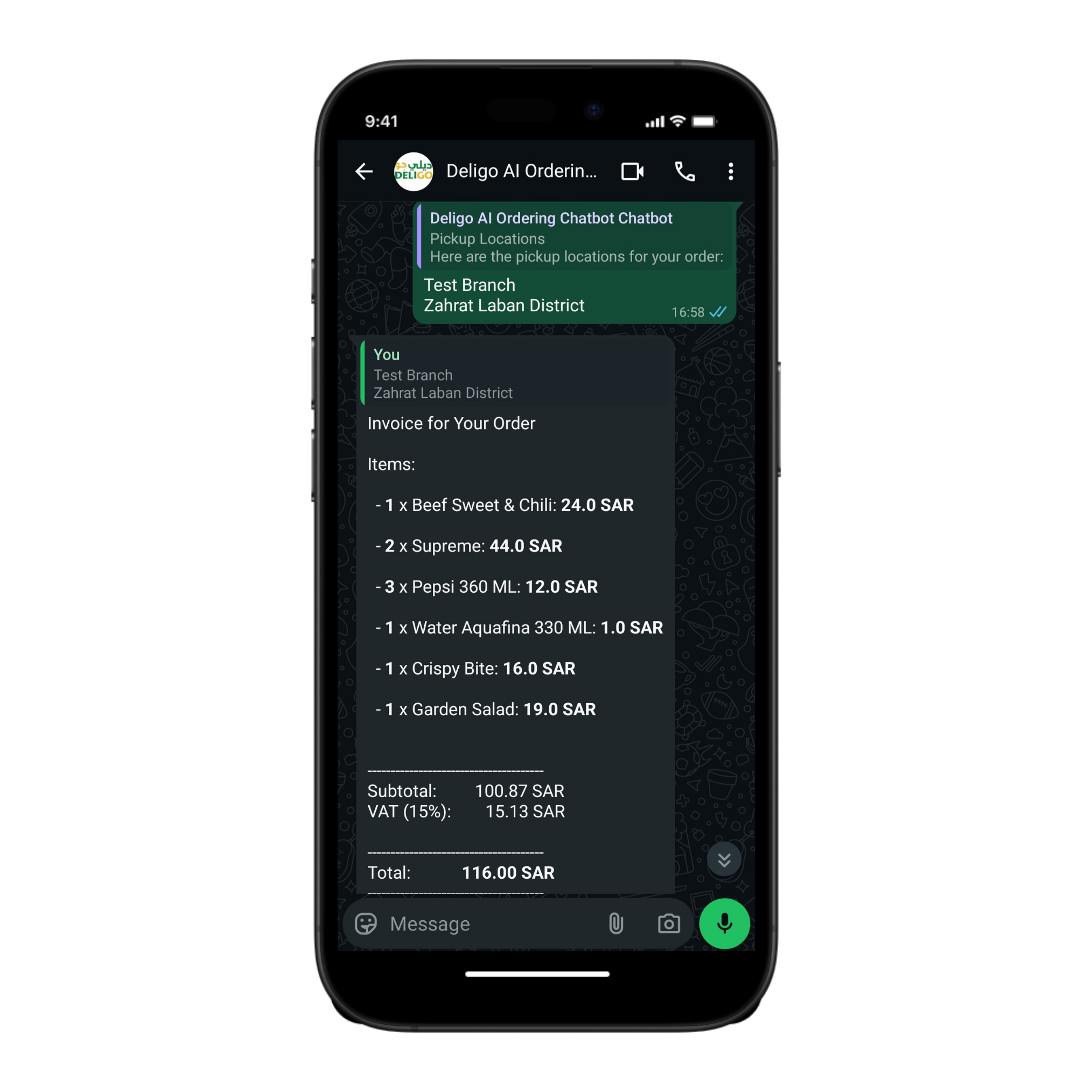 Pickup Order Invoice