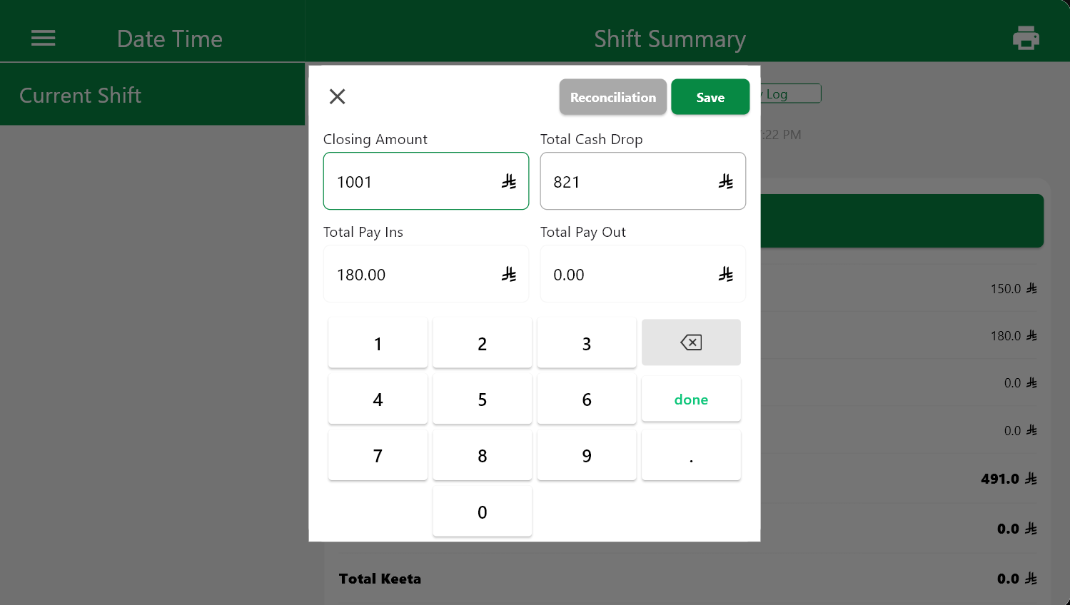 close-shift